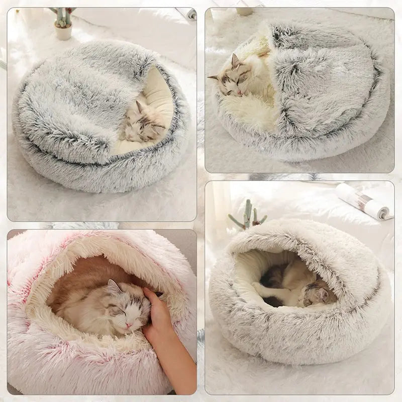 Lit en peluche douce avec housse pour chat