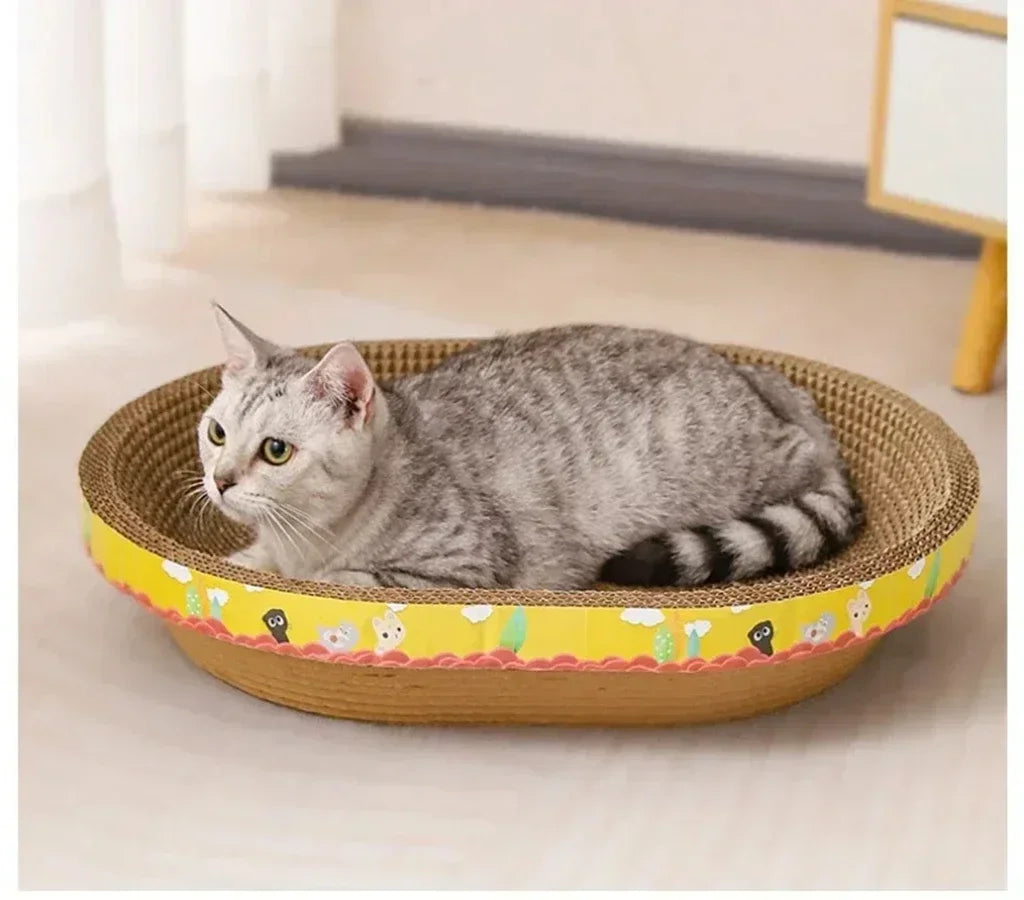 Nid pour chat ovale en carton ondulé