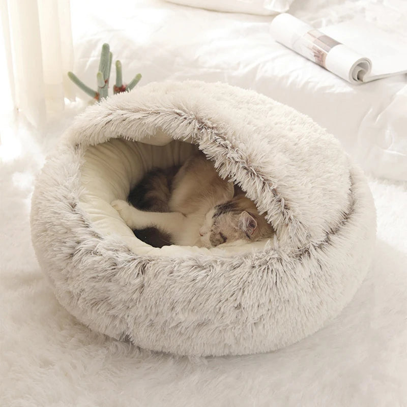 Lit en peluche douce avec housse pour chat