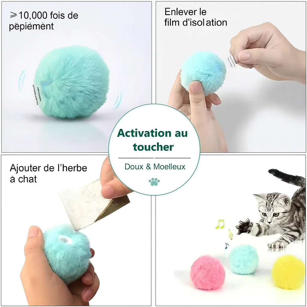 Balle Interactive Électrique pour Chat – Peluche Sonore