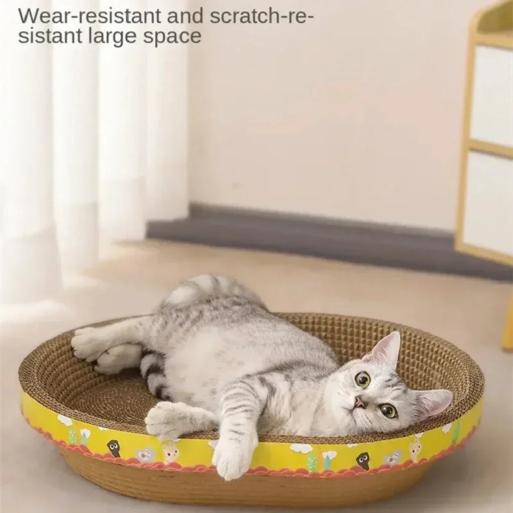 Nid pour chat ovale en carton ondulé