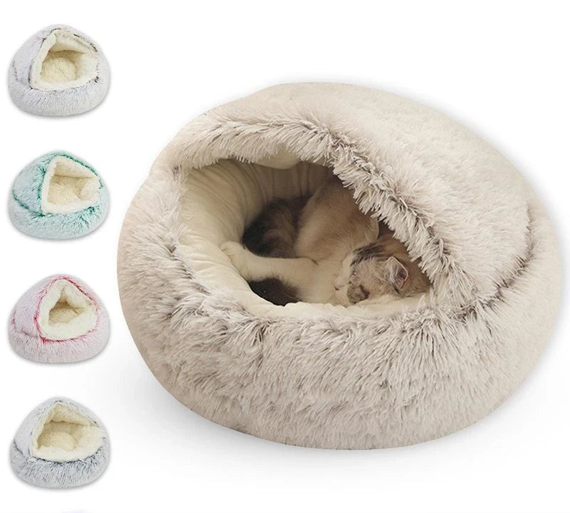 Lit en peluche douce avec housse pour chat