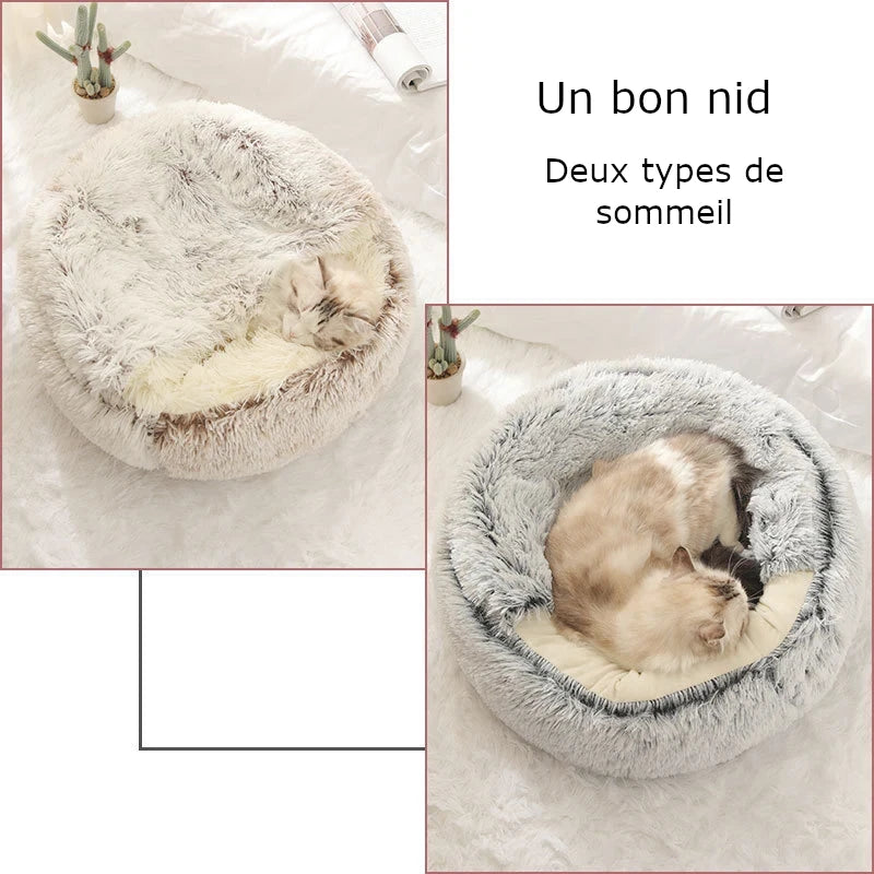 Lit en peluche douce avec housse pour chat