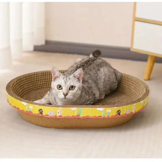Nid pour chat ovale en carton ondulé