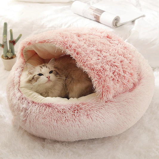 Lit en peluche douce avec housse pour chat